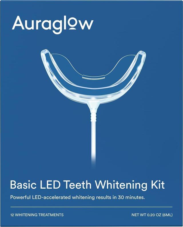 Product image of Auraglow Teeth Whitening Kit, Wired LED Accelerator Light, 35% Carbamide Peroxide Teeth Whitening Gel, 12 Whitening Treatments, Whitens up to 10 Shades in 7 Days
