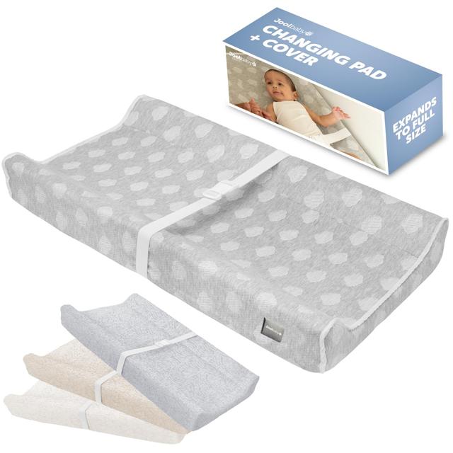 Product image of Jool Baby Soft Changing Pad + Washable Cover, Non-Slip - Fits Standard Changing Tables & Dressers (Gray)