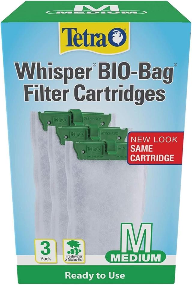Product image of Tetra Whisper Bio-Bag Filter Aquarium Cartridges, Medium Filter for Freshwater and Marine Fish, Removes Odors and Discoloration, Ready to Use, 3 Medium Green Filters