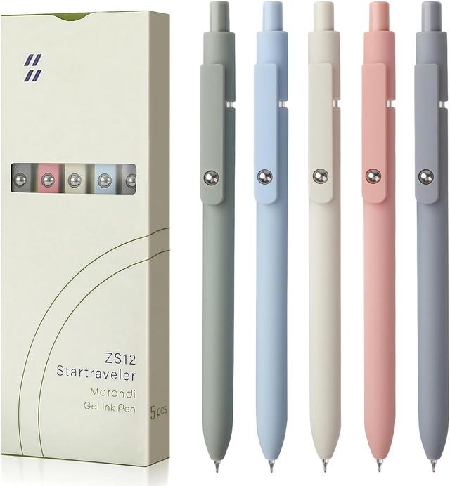 Product image of FIOVER Gel Pens, 5pcs 0.5mm Quick Dry Black Ink Fine Point Smooth Writing Pens High-End Series Ballpoint for Office School Supplies(Morandi)