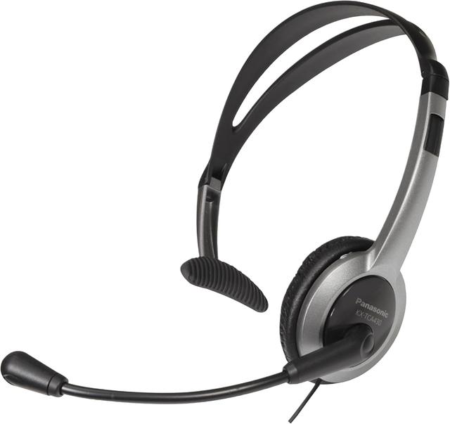 Product image of Panasonic Comfort Fit Headset for TCA Series Cordless Landline Phones, Foldable Headset with Flexible Noise-Cancelling Microphone and Volume Control, 2.5 mm Plug, Grey/Silver KX-TCA430