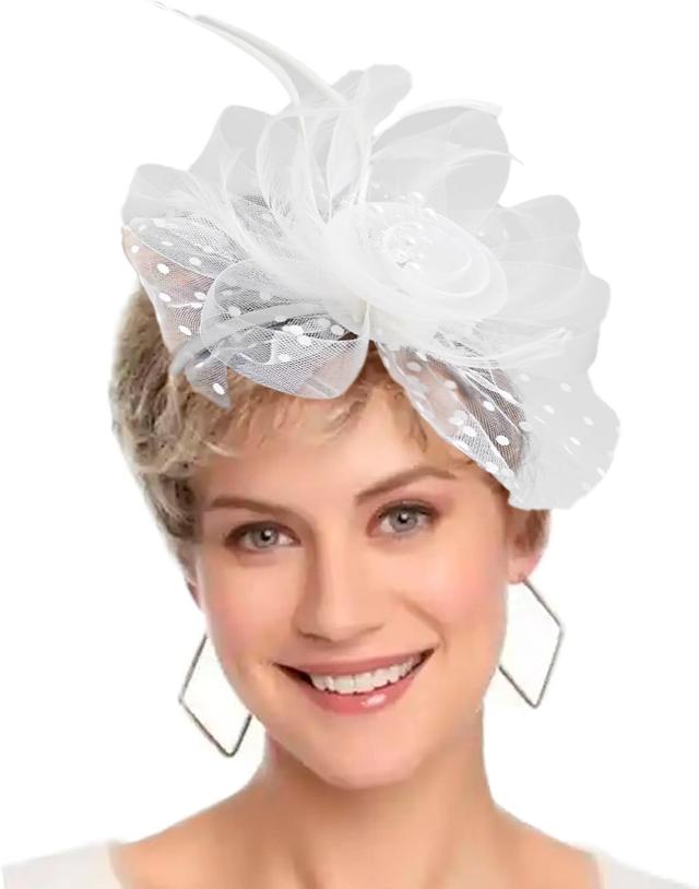 Product image of Fascinators Hat Women Tea Party Headband Flower Cocktail Mesh Feathers Hair Clip Kentucky Derby Hat Wedding