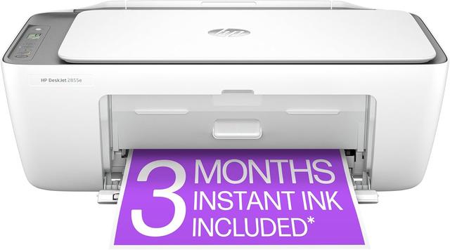 Product image of HP DeskJet 2855e Wireless All-in-One Color Inkjet Printer, Scanner, Copier, Best-for-home, 3 month Instant Ink trial included (588S5A)