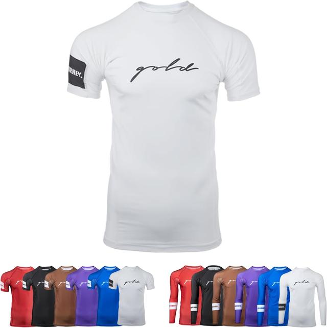 Product image of Gold BJJ Foundation Rash Guard - Ranked No-Gi and Gi Jiu Jitsu Rashguard