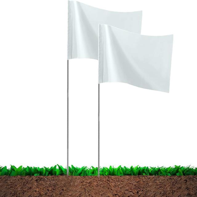 Product image of White Marking Flags, 15x4x5 Inch, 20 Pack Lawn Boundary Dog Training Survey Landscape Sprinkler Stake Garden Flags