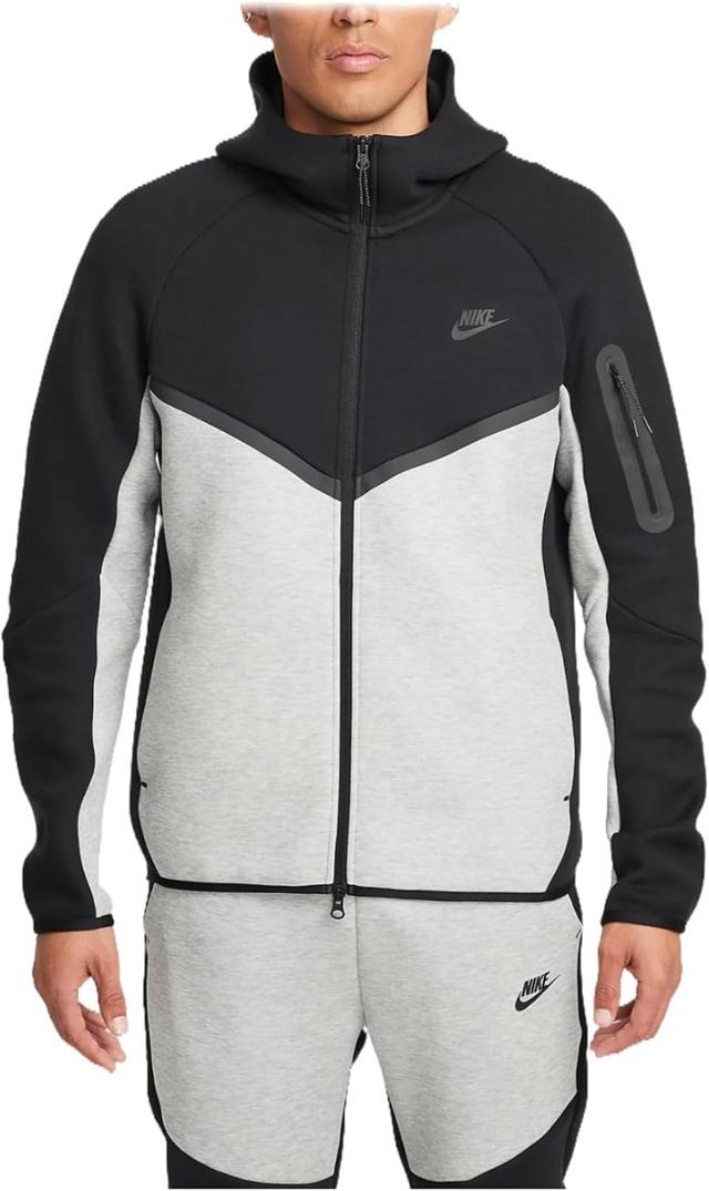 Product image of Nike Tech Men's Full-Zip Windrunner Hoodie (HV0949-011, Black/Dark Grey Heather/Black)