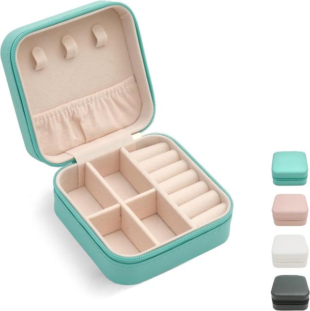 Product image of Mini Jewelry Travel Case, Small Portable Jewellry Organizer Box Storage Organizer Portable Display Storage Box for Rings Earrings Necklaces, Gifts for Girl, Women, Mom, Wedding, Birthday(Blue)