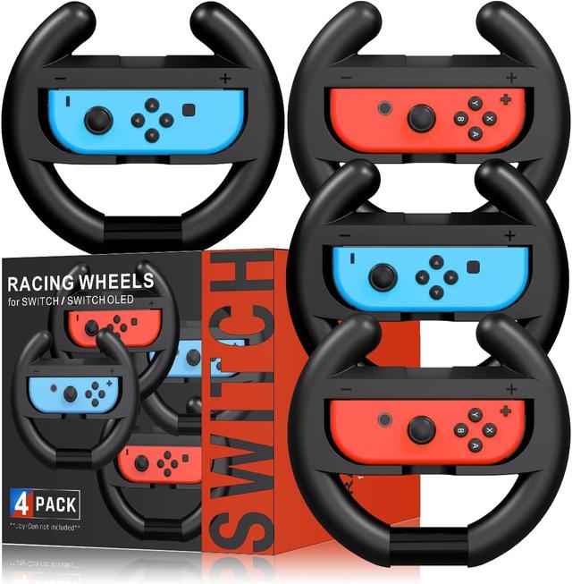 Product image of Steering Wheel for Mario Kart Nintendo Switch, Switch Racing Steering Wheel for Mario Kart 8 Deluxe Compatible Nintendo Switch/Switch OLED, Switch Joy Con Controller Race Accessories (Upgrade 4 Pack)