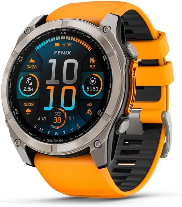Product image of Garmin fēnix® 8 – 51 mm, AMOLED, Sapphire, Premium Multisport GPS Smartwatch, Long-Lasting Battery Life, Dive-Rated, Built-in LED Flashlight, Titanium with Spark Orange/Graphite Band