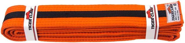 Product image of Tiger Claw 100% Cotton Martial Arts Uniform Belt – Solid Color with Black Striped