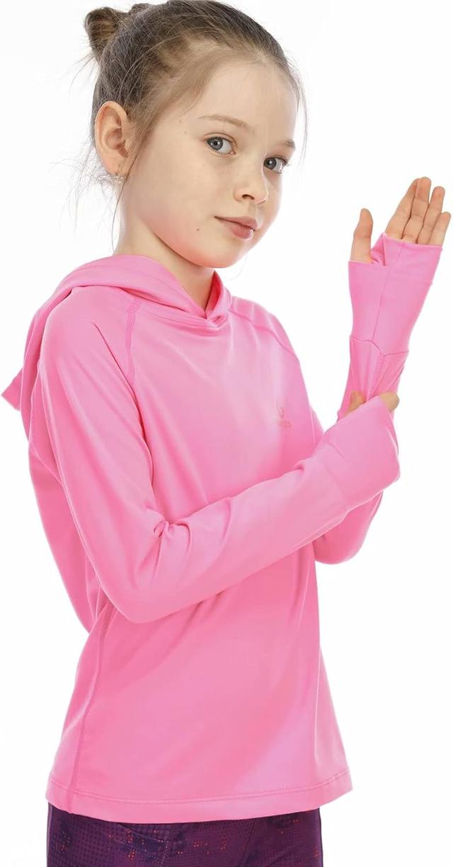 Product image of Girls Long Sleeve Shirt UPF50+ Lightweight Hoodie Thin Active Tee Workout Running Pullover Top with Thumb Hole 3-12Years