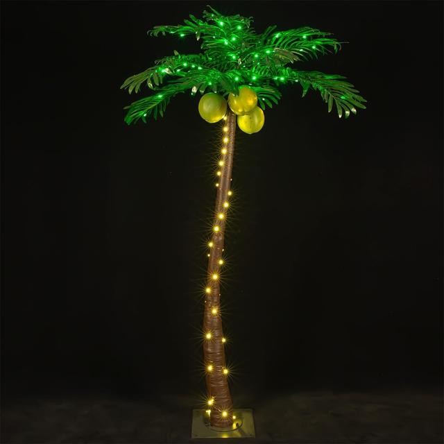 Product image of 5ft Lighted Palm Tree 136 LED Lights with Glowing Coconuts - Dimmable, UL Certified, Waterproof - Ideal for Indoor and Outdoor Decoration