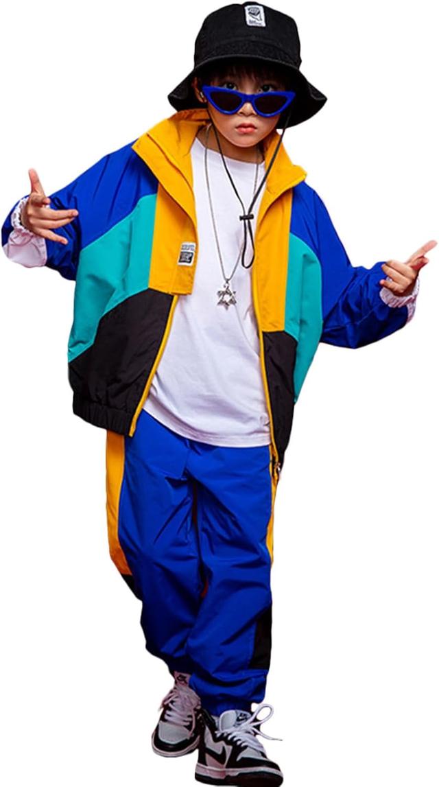 Product image of LOLANTA Boys' Girls' Color Block Jacket Track Pants Sets Hip Hop Dance Patchwork Clothes Unisex Streetwear
