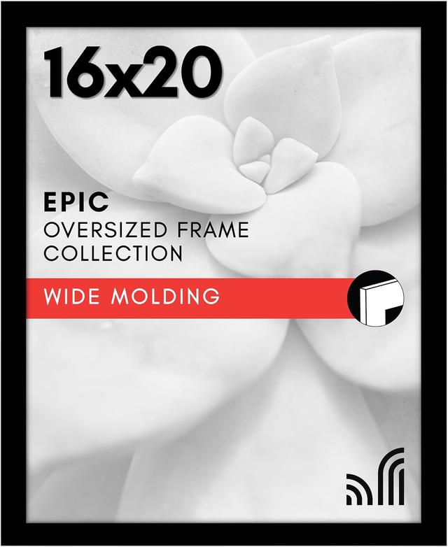 Product image of Americanflat 16x20 Picture Frame with Polished Plexiglass - Black Picture Frame - Wide Photo Frames Made of Engineered Wood for Vertical or Horizontal Wall Display - Epic Collection - Black