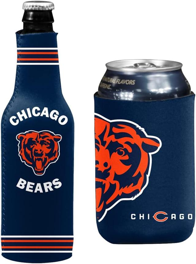 Product image of Football Can & Bottle Holder Insulator Beverage Huggie Cooler (Chicago Navy Crest/Logo (Bears))