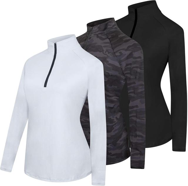 Product image of Real Essentials 3 Pack: Womens Dry-Fit Long Sleeve Quarter Zip & Full Zip Up Hoodie Workout Jacket (Available in Plus)