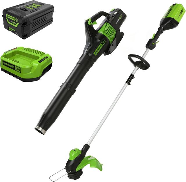 Product image of Greenworks 60V 13" Cordless String Trimmer & Leaf Blower Combo Kit, 4.0 Ah Battery and Charger Included