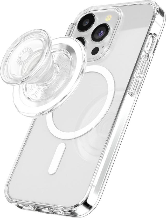 Product image of PopSockets PopGrip for MagSafe, Magnetic Phone Grip & Stand, Swappable Top, Secure Grip for iPhone MagSafe Cases, Kickstand for Hands-Free Viewing, Wireless Charging Compatible - Clear