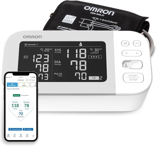 Product image of OMRON Platinum Blood Pressure Monitor, Upper Arm Cuff, Digital Bluetooth Blood Pressure Machine, Stores Up To 200 Readings for Two Users (100 readings each)