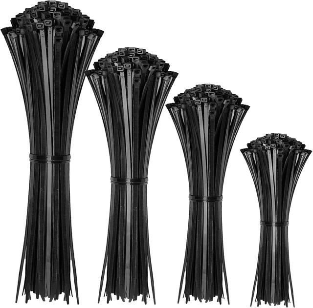 Product image of Cable Zip Ties,400 Pack Black Assorted Sizes 12+8+6+4 Inch,Multi-Purpose Self-Locking Nylon Cable Cord Management ,Plastic Wire Ties for Home,Office,Garden,Workshop. By HAVE ME TD