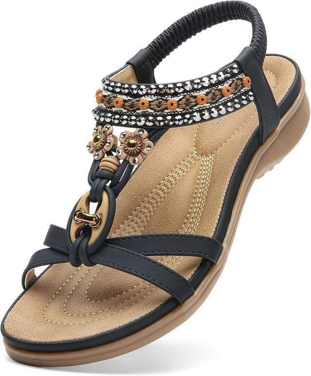 Product image of Littleplum Womens Sandals Arch Support Summer Beach Sandals Comfort Walking Shoes Bohemian Flip Flops Sandals for Women