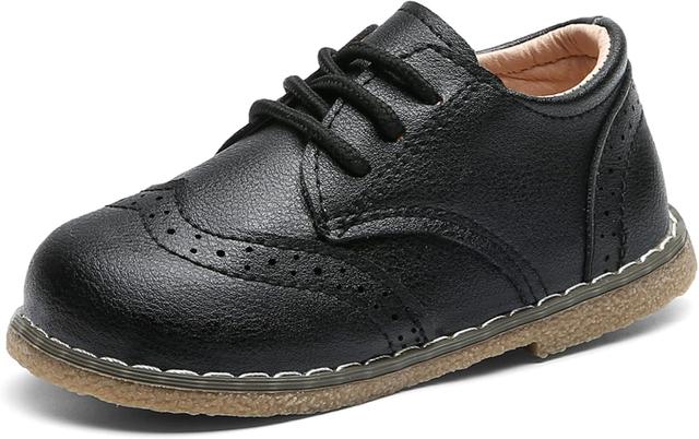 Product image of DADAWEN Toddler Boys Girls Dress Shoes Comfort Oxford Shoes Wedding Church Dress Shoes Lace Up School Uniform Loafer Flats (Toddler/Little Kid)