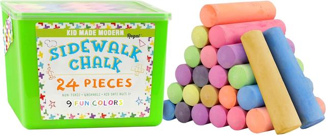 Product image of Kid Made Modern Non Toxic Sidewalk Chalk Bucket (24 Count) - Washable Colored Chalk Bulk Set for Kids and Toddlers Outdoor Games