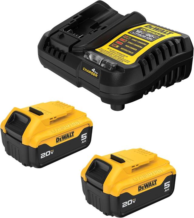 Product image of DEWALT 20V MAX Lithium-Ion Battery 2-Pack and Charger, 5.0 Ah, Battery Starter Kit (DCB205-2c)