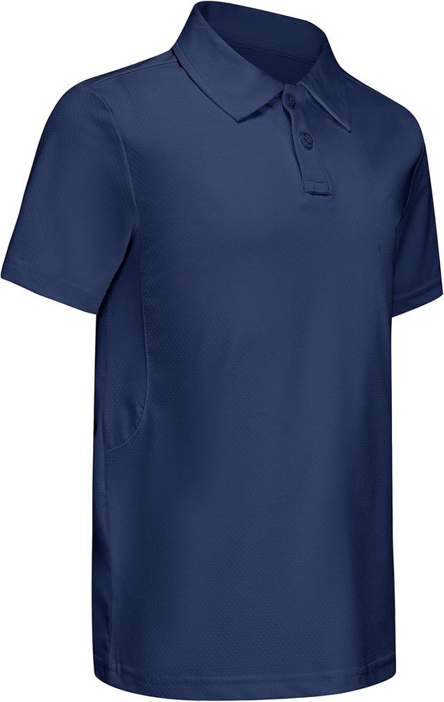 Product image of Boys' Performance Polo Shirt - Golf Grid Short Sleeve Collar Shirts Youth Stretch Quick Dry Lightweight Athletic UPF50+