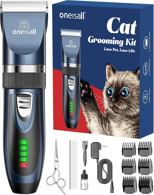 Product image of oneisall Quiet Cat Clippers for Matted & Long Hair, 2-Speed Cordless Pet Shaver Grooming Kit for Cats, Small Dogs & Animals (Blue)