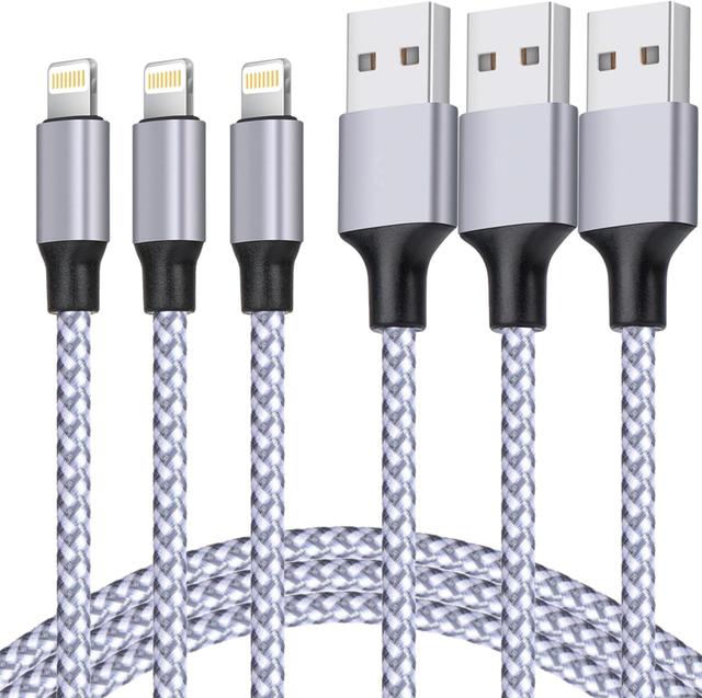 Product image of TAKAGI for iPhone Charger, [MFi Certified] Lightning Cable 3PACK 6FT Nylon Braided USB Charging Cable High Speed Transfer Cord Compatible with iPhone 14/13/12/11 Pro Max/XS MAX/XR/XS/X/8/iPad
