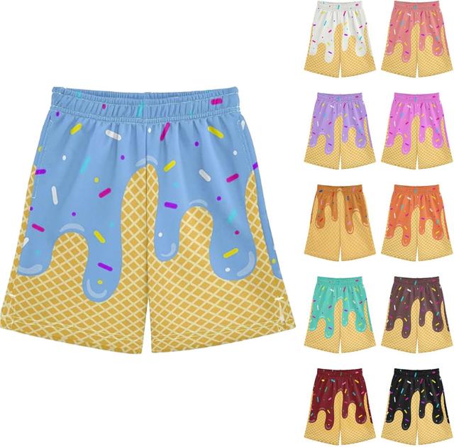 Product image of Ice Cream Shorts Boys Summer Cute Preppy Ice Cream Drip Baseball Shorts Casual Elastic Waist Short-Pants with Pockets 2-14 Y