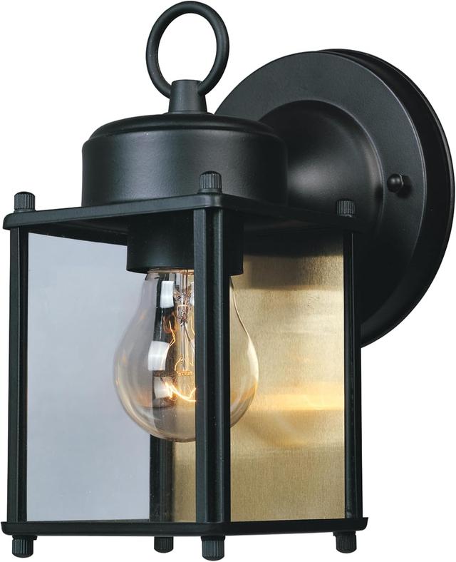 Product image of DESIGNERS FOUNTAIN Preston Outdoor Light Fixture, 8 Inch, Exterior Wall Mount Lantern Sconce, Clear Glass Porch Lights for Front Door, Patio, and House Garage, Black, 1161-BK