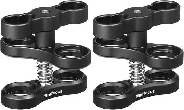 Product image of MINIFOCUS 2PCS 1'' Aluminum Ball Clamp Mount for Underwater Diving Light Arms Tray System, Photography Diving Camera, 360° Clip Adapter Bracket for Action Camera Flashlight Arms System