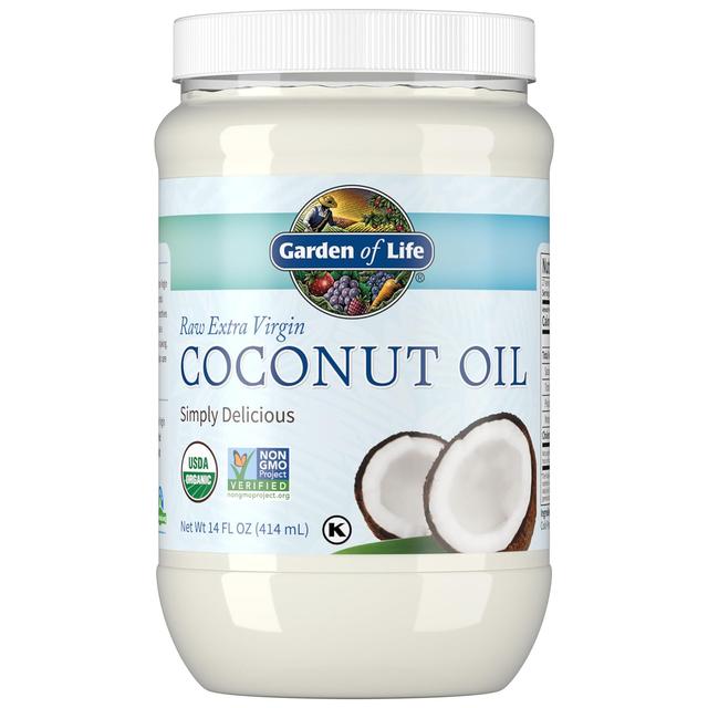 Product image of Garden of Life Organic Extra Virgin Coconut Oil - Unrefined Cold Pressed Plant Based Oil for Hair, Skin & Cooking, 14 Fl Oz