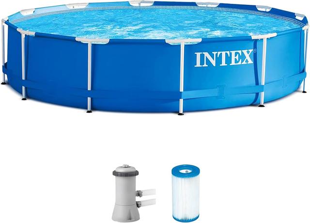 Product image of INTEX 28211EH Metal Frame Above Ground Swimming Pool Set: 12ft x 30in – Includes 530 GPH Cartridge Filter Pump – Puncture-Resistant Material – Rust Resistant – 1718 Gallon Capacity