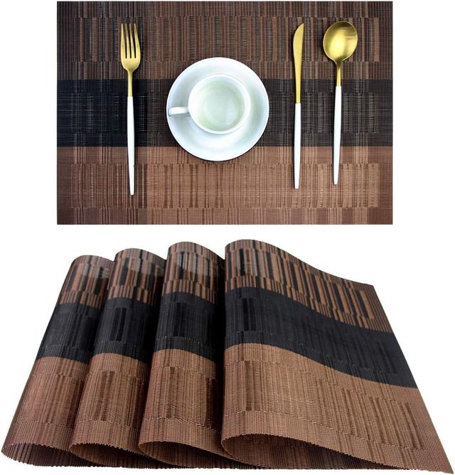 Product image of PIGCHCY Placemats,Durable Placemats for Dining Table,Washable Woven Vinyl Kitchen Placemats Set of 4 (Brown)