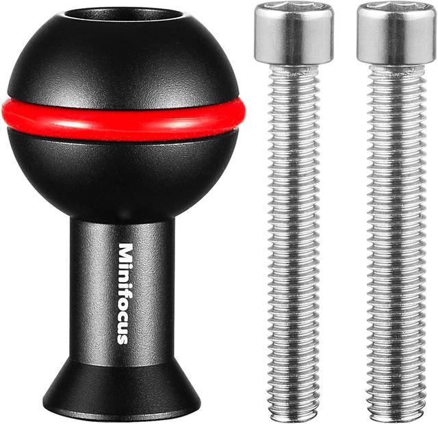 Product image of MINIFOCUS 1" Ball Adapter with M6 & 1/4" Threaded Stud, Aluminum Alloy Fixed Ballhead Mount Adapter for Action Camera & Camcorder Compatible Underwater Tray Bracket Flashlight System