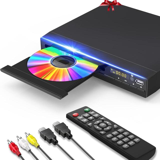 Product image of DVD Player, HDMI Region Free DVD Players for Smart TV, 1080P Upscaling, USB Input, HDMI/RCA Output Cable Included, Breakpoint Memory, Built-in PAL/NTSC, CD Players for Home