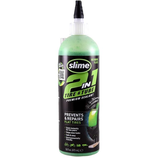 Product image of Slime 10193 Tire and Tube Sealant Puncture Repair Sealant, 2-in-1, Premium, Prevent and Repair, suitable for non-highway Tires and Tubes, Non-Toxic, Eco-Friendly, 16oz bottle