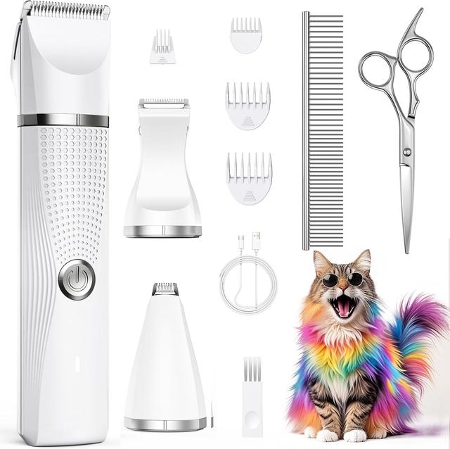 Product image of Cat Grooming Clippers Kit with Paw Trimmer, 3 in 1 Electric Pet Hair Trimmer Supplies for Thick Matted Hair, Heavy Coat Butt Shaver Cat Razor Fur Trimmer for Dogs at Home