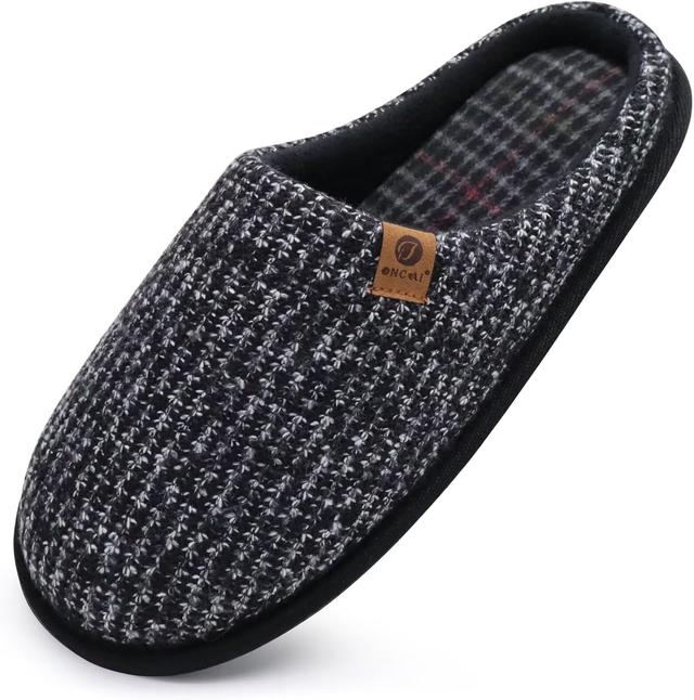 Product image of ONCAI Mens Cozy Memory Foam Scuff Slippers Slip On Warm House Shoes Indoor/Outdoor with Best Arch Support