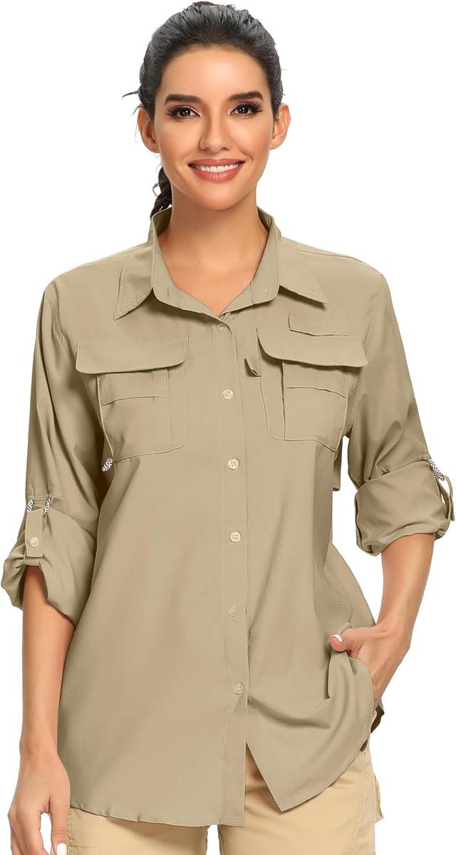 Product image of Women's UPF 50+ UV Sun Protection Safari Shirt, Long Sleeve Outdoor Cool Quick Dry Fishing Hiking Gardening Shirts