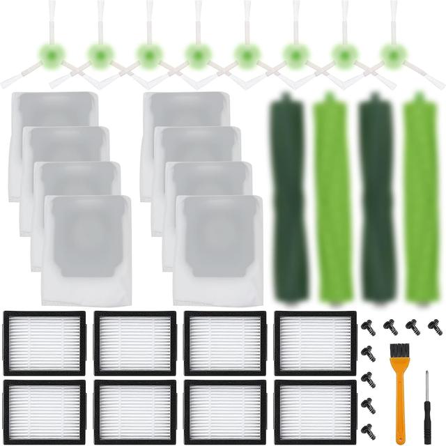 Product image of 26 Pack Compatible with E/i/j Series Replacement Parts, E5 E6 E7 i2 i3 i3+i4 i4+ i6 i6+ i7 i7+ i8 i8+/Plus, 2 sets of multi-surface rubber roller brush 8 filters 8 side brushes 8 bags