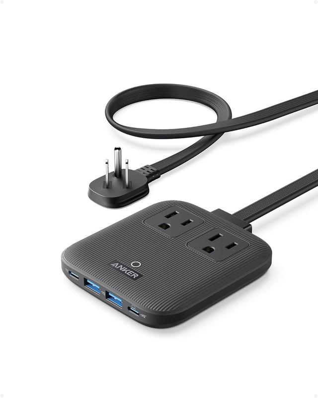 Product image of Anker Nano Charging Station(67W Max), 6-in-1 USB-C Power Strip for iPhone 16/15 and MacBook, with Flat Plug and 5ft Thin Undetachable Extension Cord,2 AC,2 USB-A,2 USB-C, for Home&Office