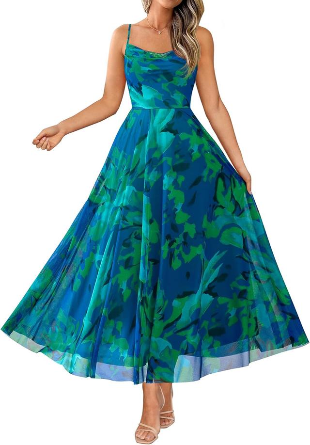 Product image of BTFBM Women Summer Floral Maxi Dresses Elegant Spaghetti Strap Dress Printed Party Dress Beach Long Dresses