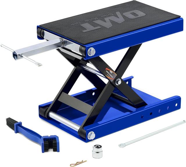 Product image of Orion Motor Tech Motorcycle Lift, 1100lb Motorcycle Scissor Lift Jack with Wide Deck T Handle 3/8" Socket, Motorbike Center Stand with Chain Brush, Crank Hoist Stand for ATV Dirt Bike Cruiser, Blue