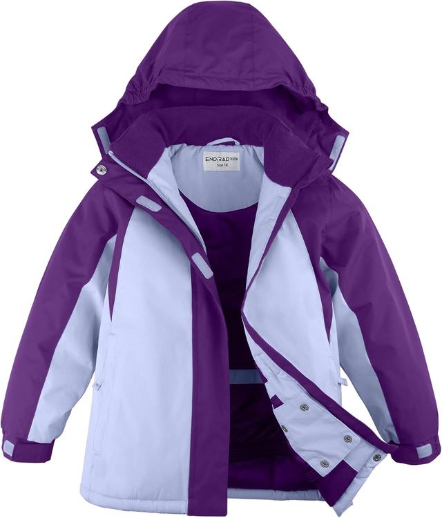 Product image of Girl's Waterproof Ski Jacket,Warm Winter Snow Coat,Hooded Fleece Outwear,Windproof RainCoat