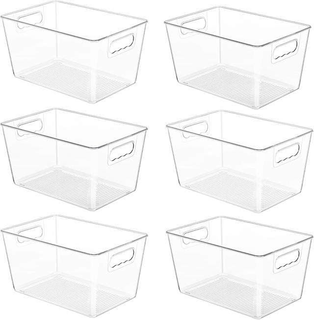 Product image of YIHONG 6 Pack Clear Pantry Organizer Bins, Plastic Containers with Handle for Kitchen,Freezer,Cabinet,Closet,Bathroom Under Sink Storage