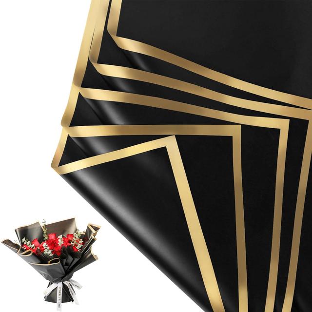 Product image of 20 Sheets Flower Wrapping Paper - Waterproof Floral Bouquet Wrapping Paper, Florist Supplies Packaging Paper for Wedding Birthday Gift DIY (Black)